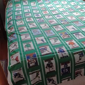Vintage 80s NFL green team logo twin bed flat sheet 1989 Made in the USA